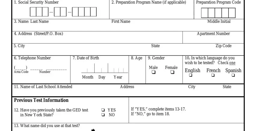 part 1 to filling in ged test dates and application