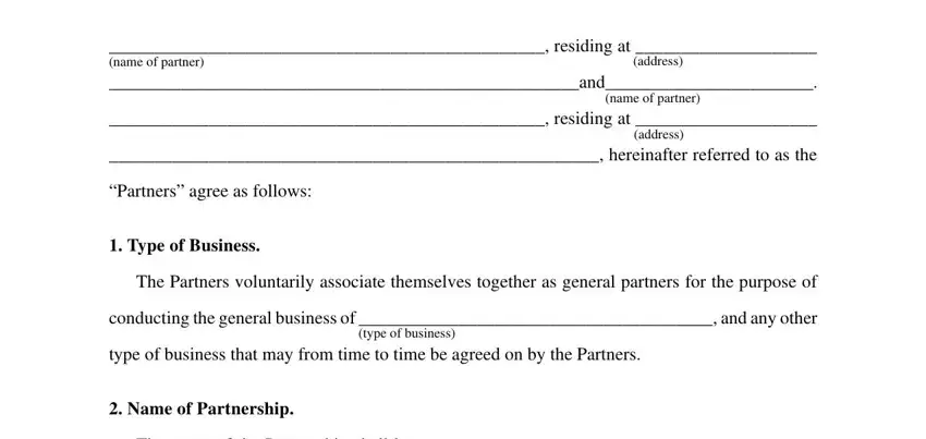 business partnership agreement form