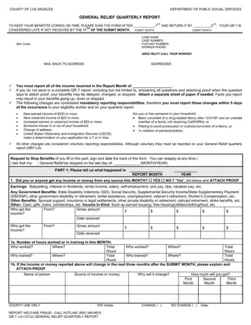 General Relief Report Form Preview