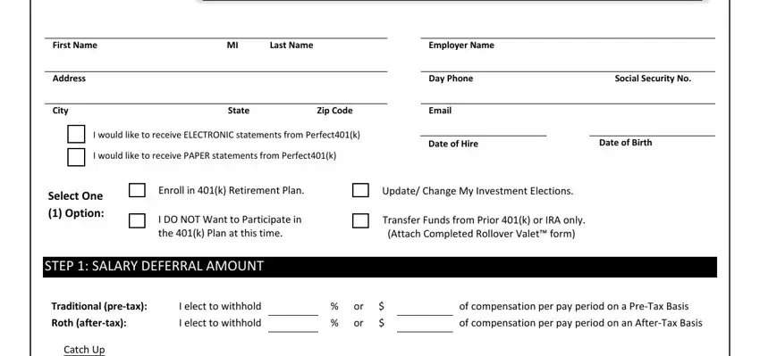 entering details in 401k contribution change form template stage 1