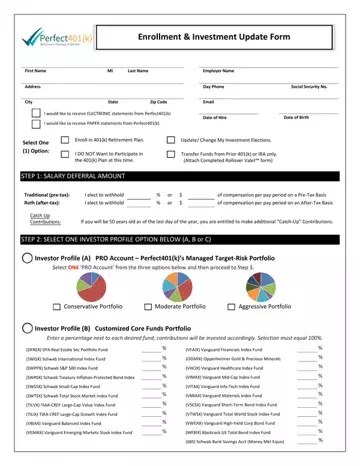 Generic 401K Enrollment Form Preview