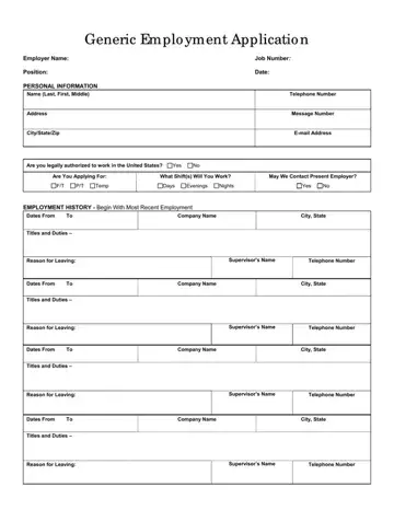 Generic Application Form Preview