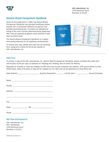Generic Brand Comparison Handbook Form Preview