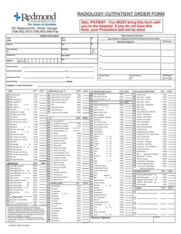 Generic Radiology Order Form Preview