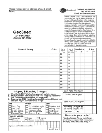 Geo Seed Order Form Preview
