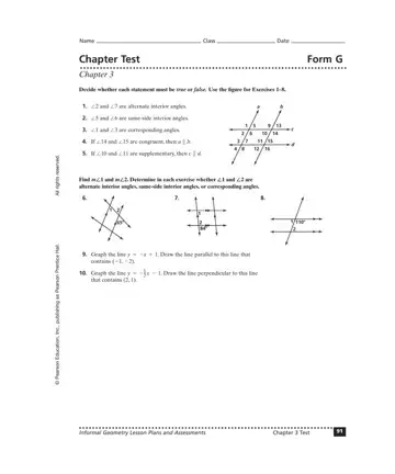 Geometry Chapter 3 Test Form Preview