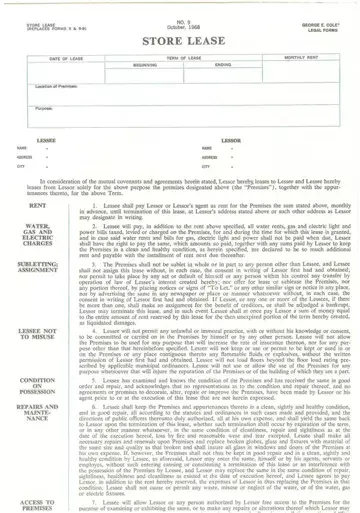 George Cole Lease Form Preview