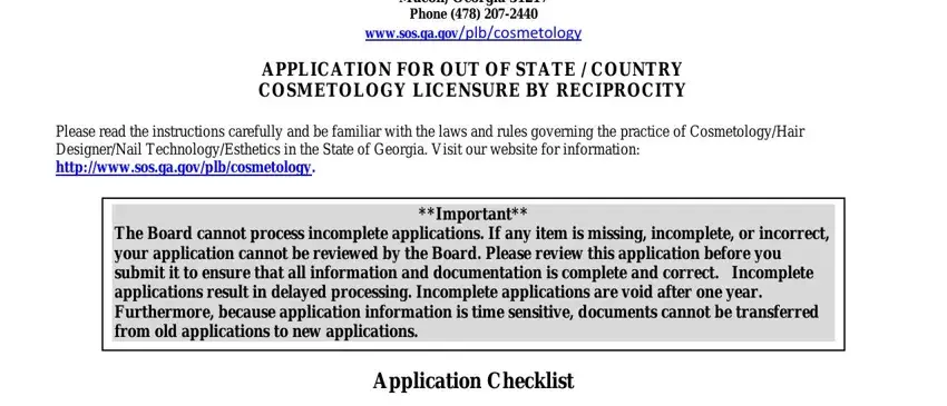 stage 1 to filling out state board of cosmetology georgia