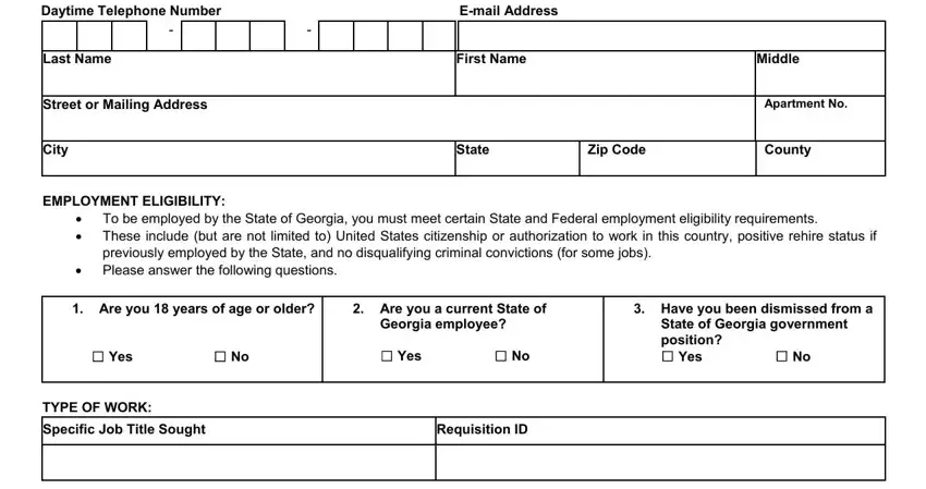 filling in georgia department of labor wage verification form stage 1