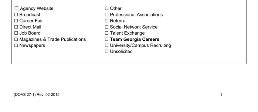 Please indicate how you heard, Agency Website  Broadcast  Career, Other  Professional Associations, and DOAS  Rev in how to get a wg15 form