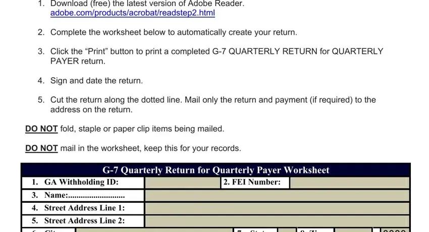 filling out form g 7 quarterly part 1