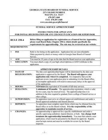 Georgia Funeral Service Apprenticeship Form Preview