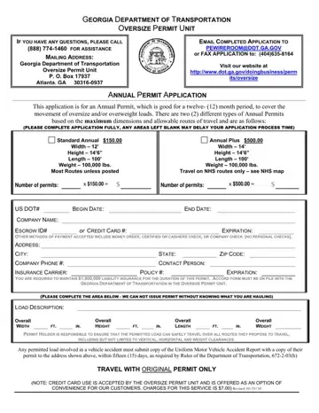 Georgia Permit Application Form Preview