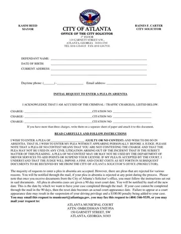 Georgia Plea Absentia Form Preview