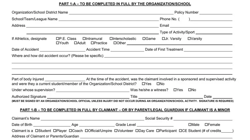 portion of fields in gerber life insurance claims forms