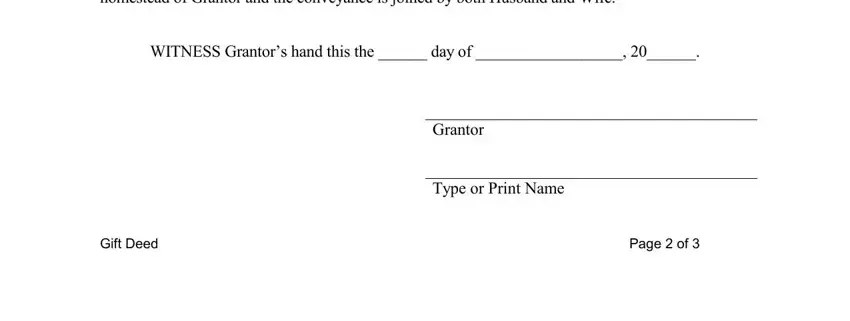 Completing gift deed form stage 3