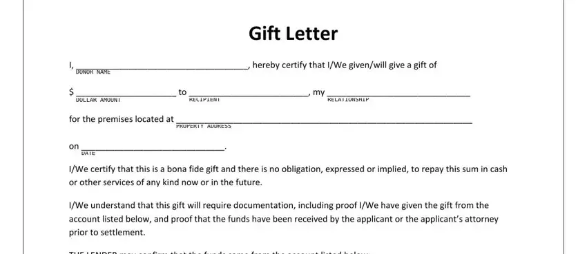 filling out mortgage gift letter fillable part 1
