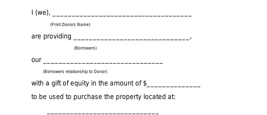portion of empty spaces in sample gift of equity letter