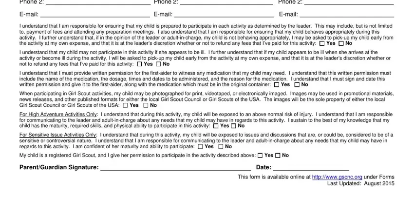 Filling out permission form gsnorcal stage 2
