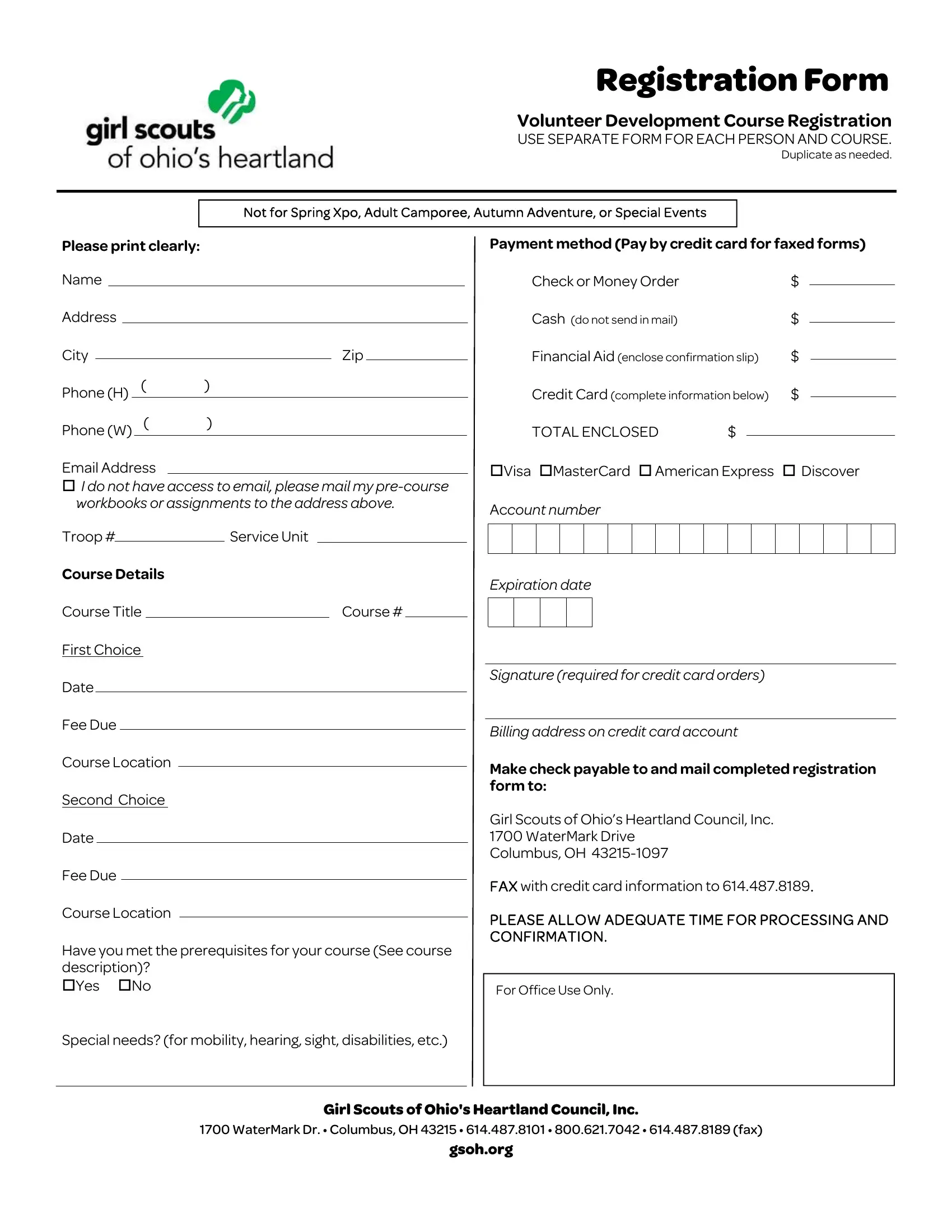 Girl Scout Registration Ohio PDF Form FormsPal