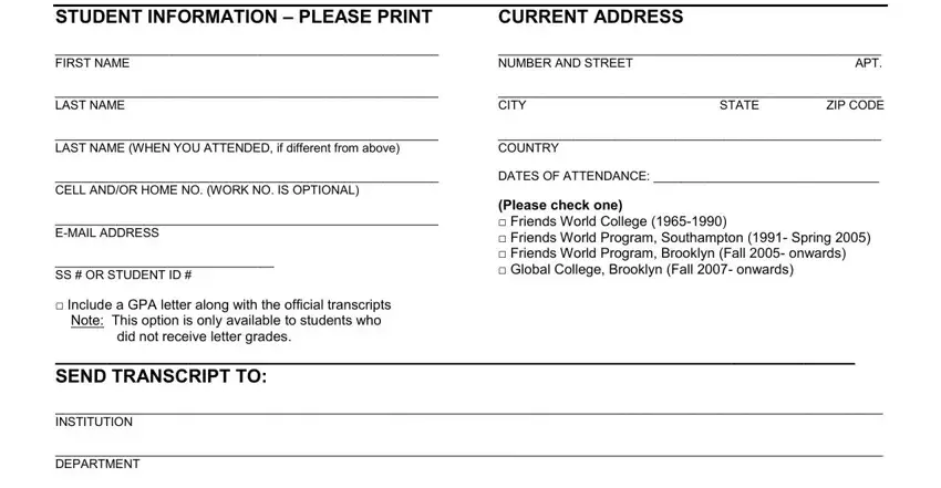 stage 1 to completing liu post transcript request