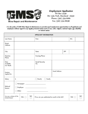 Gms Mine Application Form Preview