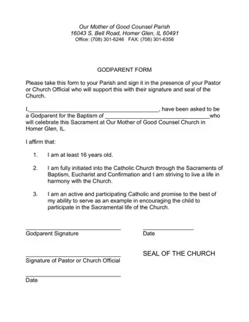 Godparent Form Preview