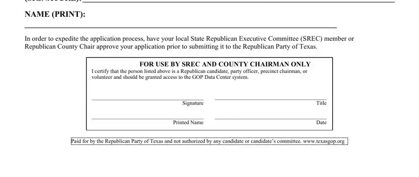 Entering details in gop form step 2