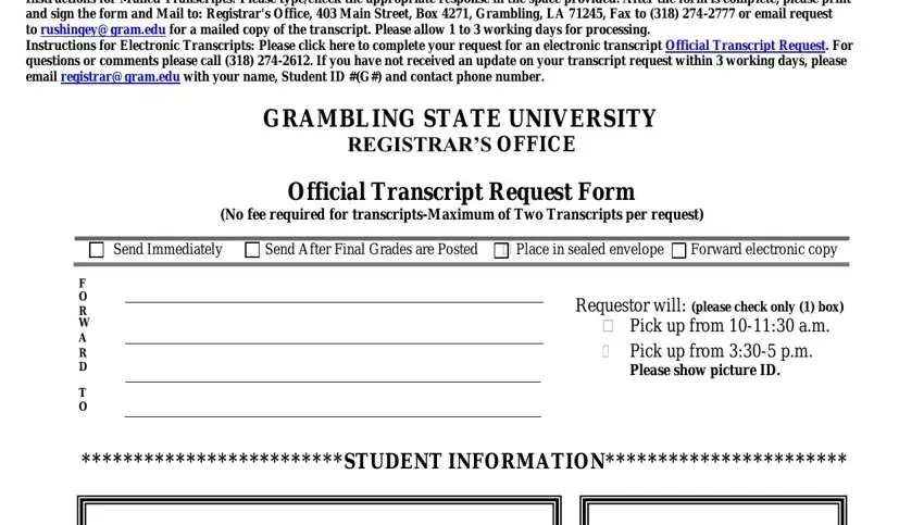 step 1 to filling in grambling state university transcripts