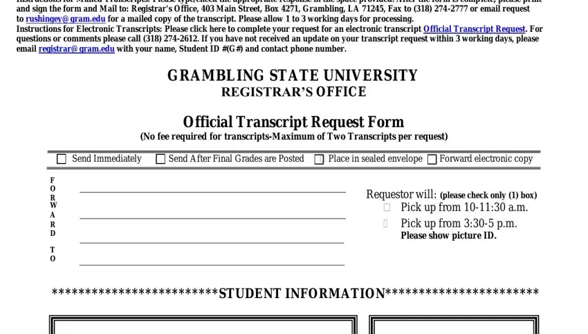 step 1 to filling in grambling state university transcript request