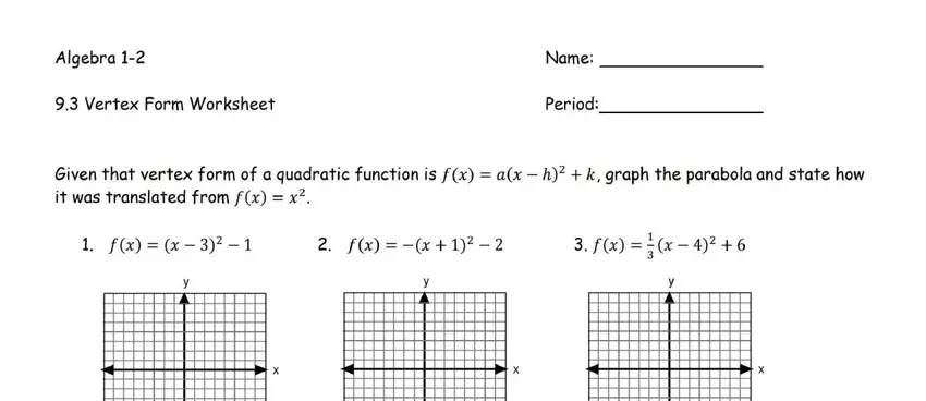 graphing quadratic equations worksheet answers empty spaces to fill out