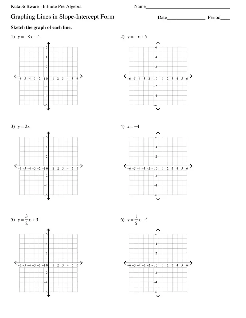 Graphing Slope Intercept Form ≡ Fill Out Printable PDF Forms Online With Regard To Graphing Linear Equations Worksheet Pdf