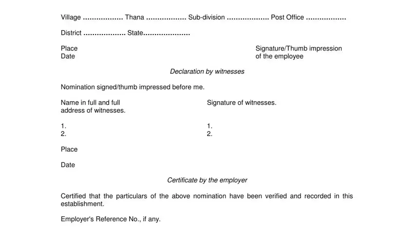 Filling in form f gratuity nomination form sample filled stage 3