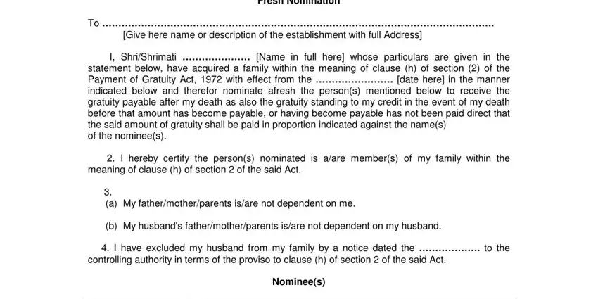 Filling out form f gratuity nomination form sample filled part 5