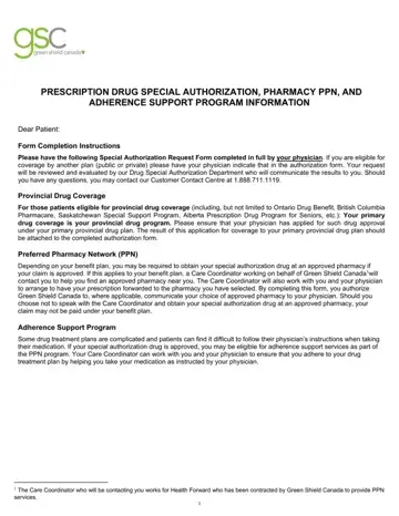 Greenshield Prescription Drug Form Preview