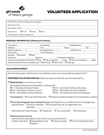 Gshg Volunteer Application Form Preview