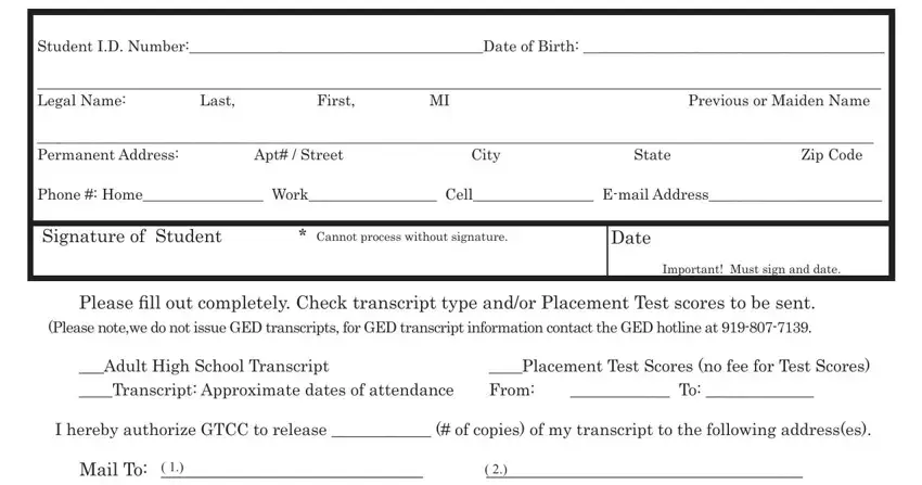 stage 1 to writing guilford technical community college transcript request