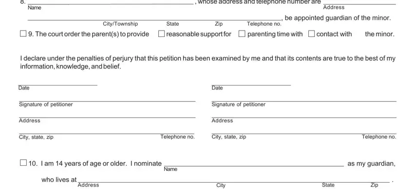 Filling in temporary guardianship form stage 4