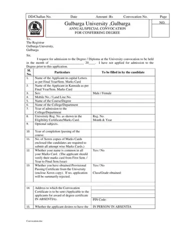 Gul University Convocation Certificate Form Preview