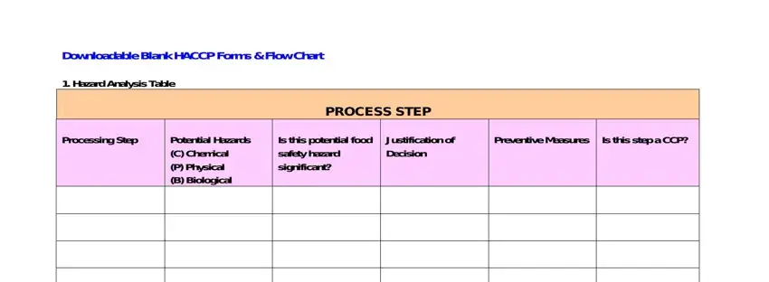 haccp flow chart template