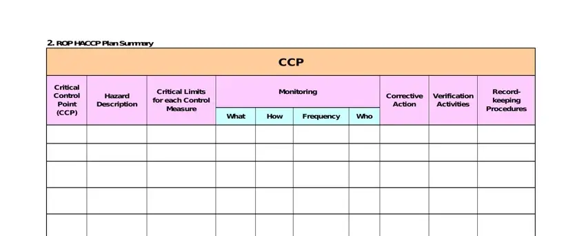 step 3 to filling out haccp plan templates