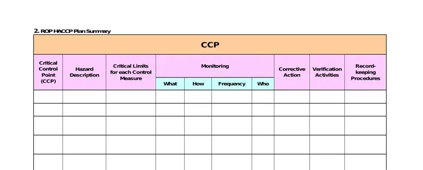 haccp chart template