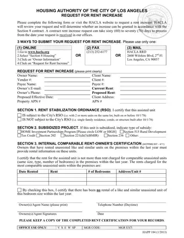 HACLA Rent Increase Form Preview