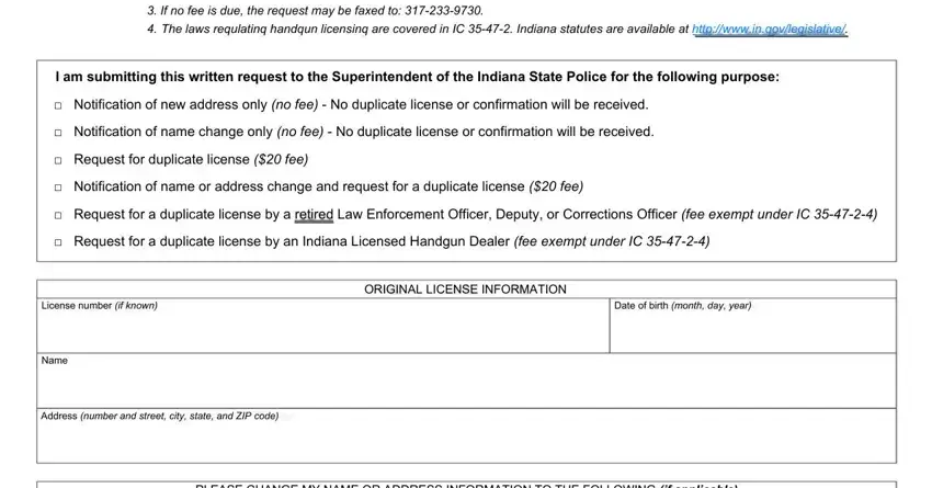 filling out  indiana state police handgun licensing part 1