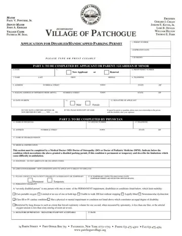 Handicapped Parking Permit Application Form Preview