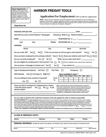 Harbor Freight Application Preview