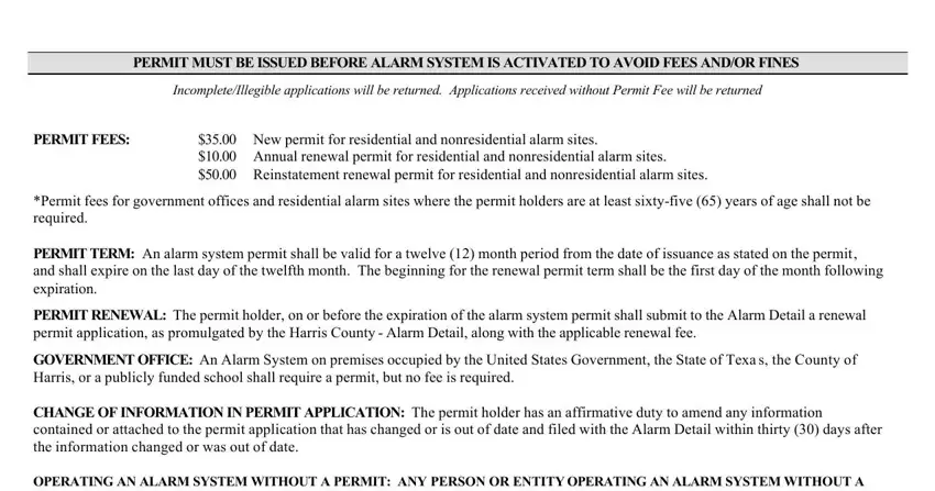 Finishing harris county alarm permit online renewal step 4