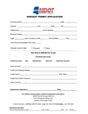 Harvest Permit Application Preview