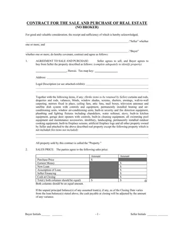Hawaii Agreement Of Sale Form Preview