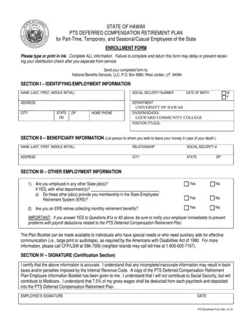 Hawaii Pts Enrollment Form Preview